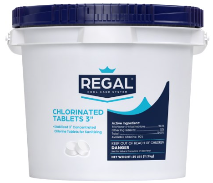 25 lb 3" Chlorinated Tabs Unwrapped Pail