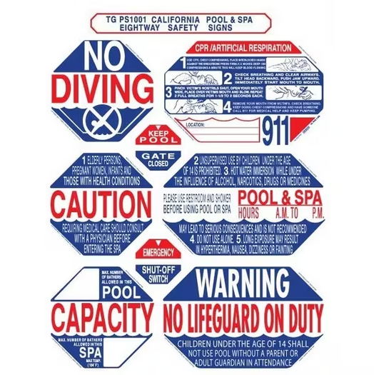 40" x 48" 8-in-1 Texas Pool Safety Sign