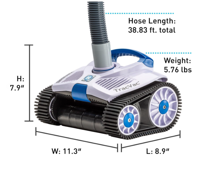 Hayward TracVac Lightweight Automatic Suction Vacuum Cleaner with Hose and Valve for In Ground Swimming Pool Maintenance, White