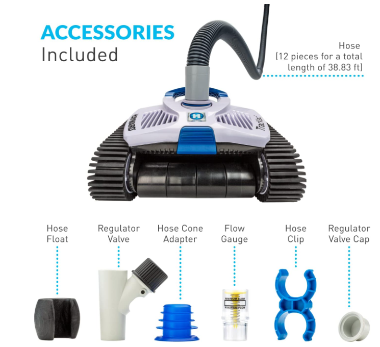 Hayward TracVac Lightweight Automatic Suction Vacuum Cleaner with Hose and Valve for In Ground Swimming Pool Maintenance, White