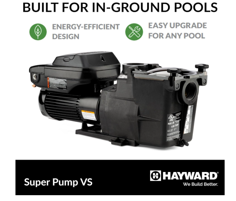 Hayward W3SP2603VSP Super Pump VS Variable-Speed Pool Pump for In-Ground Pools, Energy Efficient, 1.65 HP