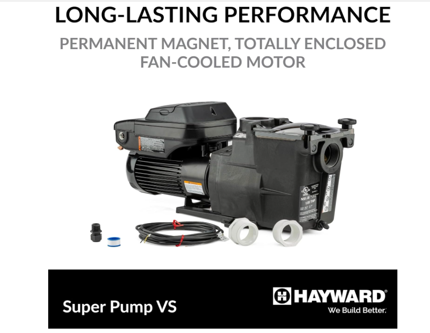 Hayward W3SP2603VSP Super Pump VS Variable-Speed Pool Pump for In-Ground Pools, Energy Efficient, 1.65 HP