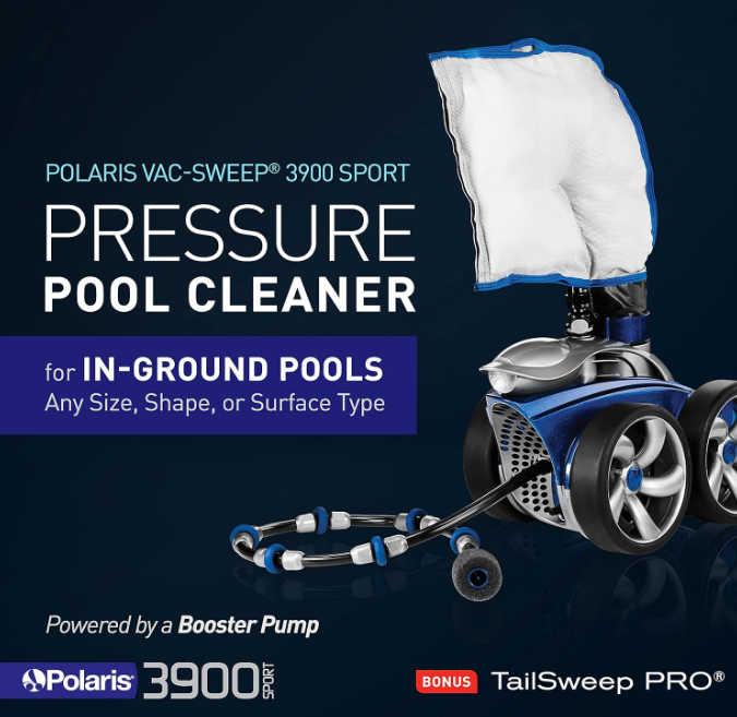Polaris Vac-Sweep 3900 Sport Pressure Inground Pool Cleaner, Triple Jet Powered, with a Dual Chamber SuperBag for Debris