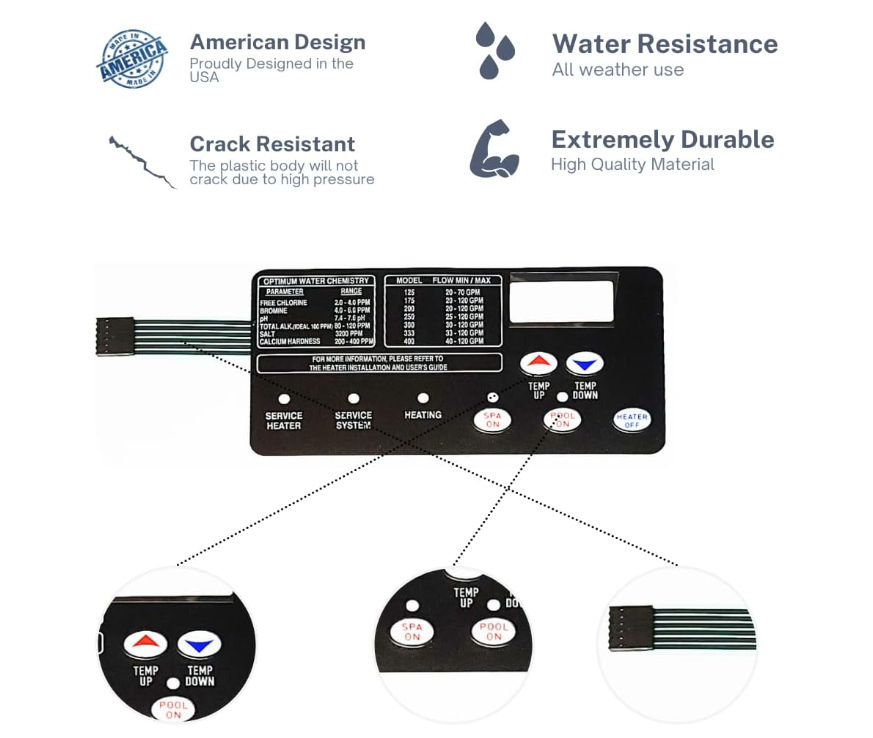 Swimables 42002-0029Z / 472610Z Membrane Pad Replacement for All Pentair Mastertemp and Starite Pool Heater - Designed to be plugged into Pentair Mastertemp 400 Control Board