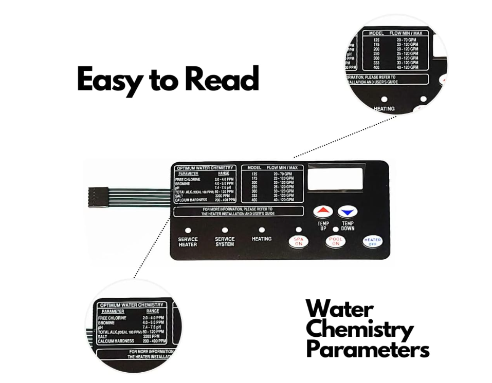 Swimables 42002-0029Z / 472610Z Membrane Pad Replacement for All Pentair Mastertemp and Starite Pool Heater - Designed to be plugged into Pentair Mastertemp 400 Control Board