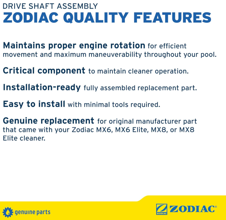 Zodiac Genuine Parts MX8 Drive Shaft Assembly Replacement Kit, R0525100