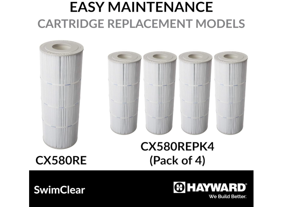 Hayward SwimClear Cartridge Pool Filter with Single Piece Flange Clamp and Multi Element Filtration for Outdoor In-Ground Swimming Pools, Black 325sq.ft