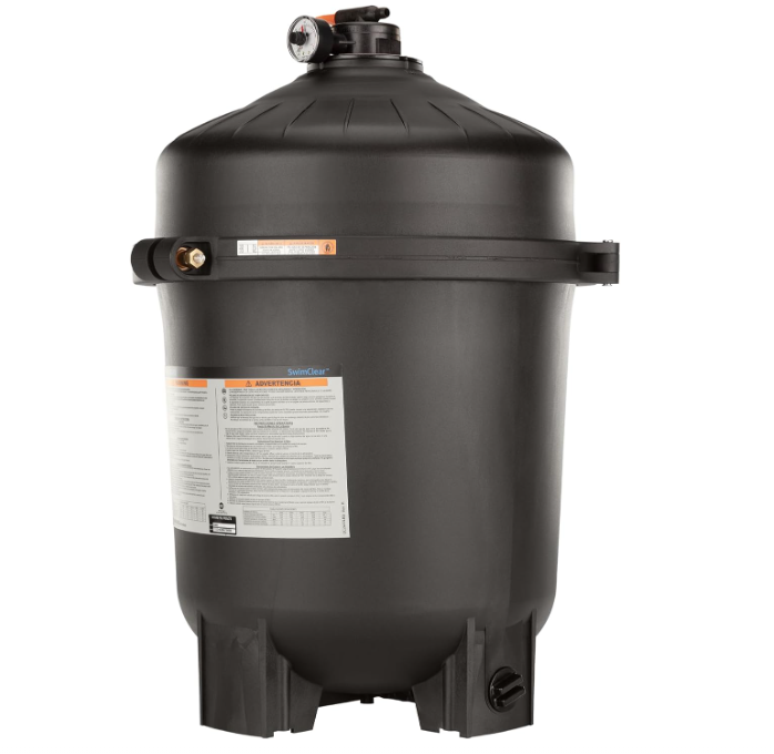 Hayward SwimClear Cartridge Pool Filter with Single Piece Flange Clamp and Multi Element Filtration for Outdoor In-Ground Swimming Pools, Black 325sq.ft