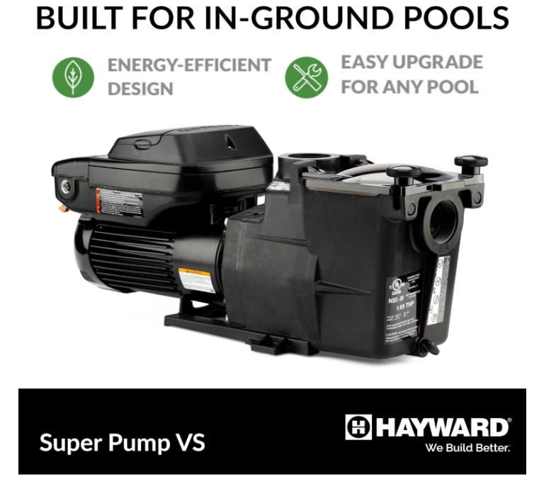 Hayward W3SP2603VSP Super Pump VS Variable-Speed Pool Pump for In-Ground Pools, Energy Efficient, 1.65 HP