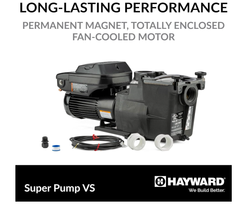 Hayward W3SP2603VSP Super Pump VS Variable-Speed Pool Pump for In-Ground Pools, Energy Efficient, 1.65 HP