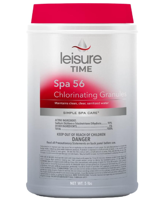 Leisure Time E5 Spa 56 Chlorinating Granules for Spas and Hot Tubs - Maintains Clean, Clear, Sanitized Water, 5 lbs