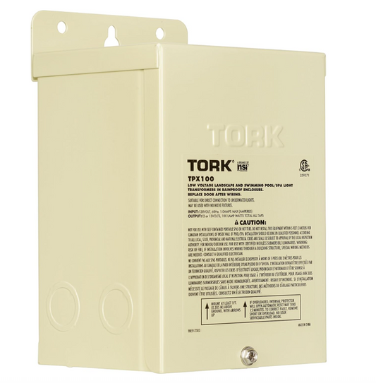 NSi TORK TPX100 Low-Voltage 100-Watt Safety Transformer for Indoor/Outdoor Pool/Spa, Landscape and Submersible Lighting Products, LED Compatible, Beige