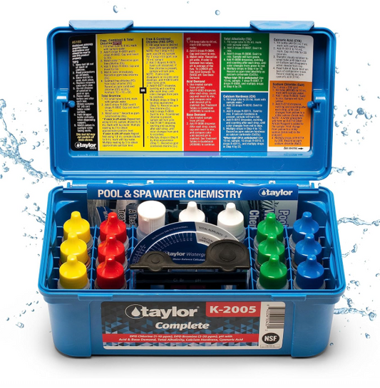 Taylor K2005 High Range Swimming Pool Total and Free Chlorine Bromine Alkalinity Calcium Hardness Base and Acid Demand pH DP Test Kit