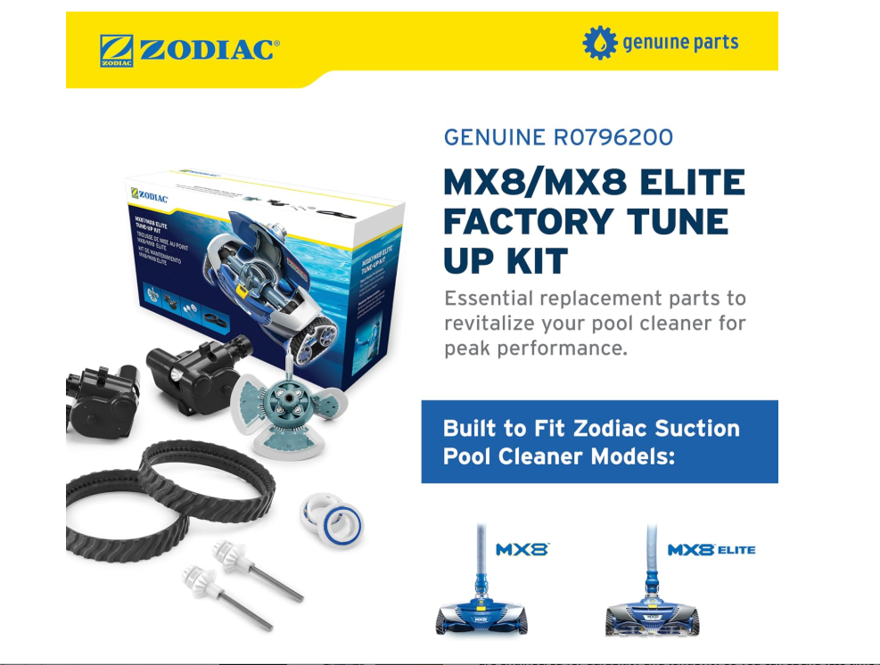 Zodiac Genuine Parts MX8 / MX8 Elite Factory Tune Up Kit R0796200, All-Inclusive Suction Cleaner Performance Tune-Up Kit MX8 and MX8 Elite