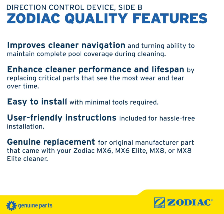 Zodiac Genuine Parts MX8 Direction Control Device Side B, R0524800