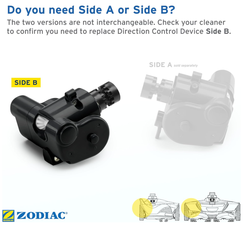 Zodiac Genuine Parts MX8 Direction Control Device Side B, R0524800